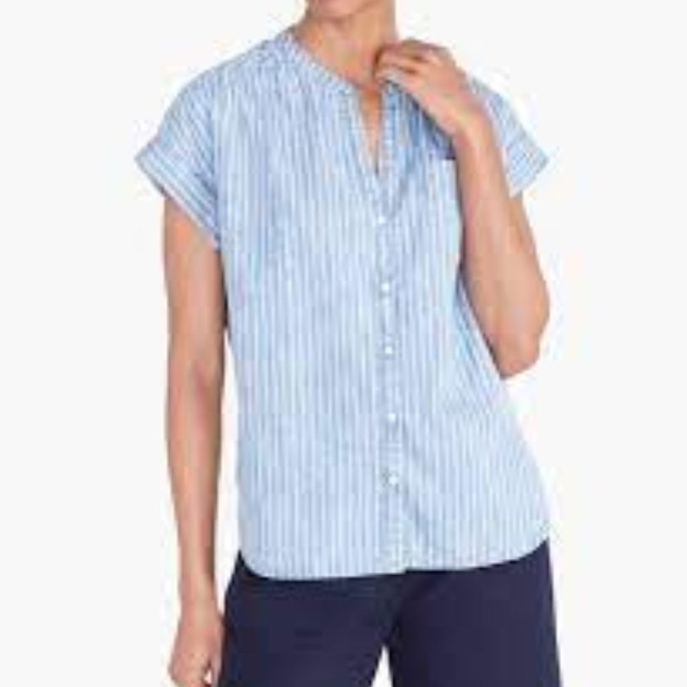 NWT J.Crew Indigo Chambray Striped Top